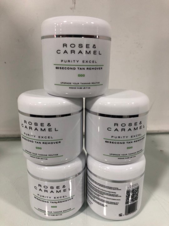 Lot 1441  
            Marchington SR13 - Parcel Delivery Only 

                
5 X ROSE & CARAMEL 440ML PURITY EXCEL 60 SECOND TAN REMOVER - COMBINED ORIGINAL R...
