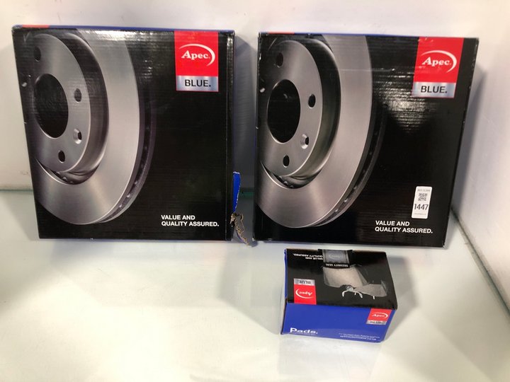 Lot 1447  
            Marchington SR13 - Parcel Delivery Only 

                
3 X ASSORTED APEC BLUE CAR PARTS TO INCLUDE SDK 6087 BRAKE DISC FOR AUDI SEAT SKO...