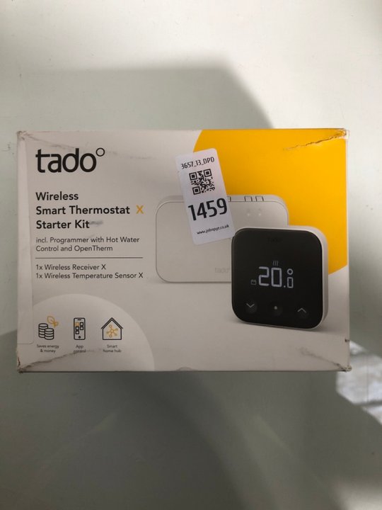 Lot 1459  
            Marchington SR13 - Parcel Delivery Only 

                
TADO WIRELESS SMART THERMOSTAT STARTER KIT - ORIGINAL RRP £129.99: LOCATION - A2