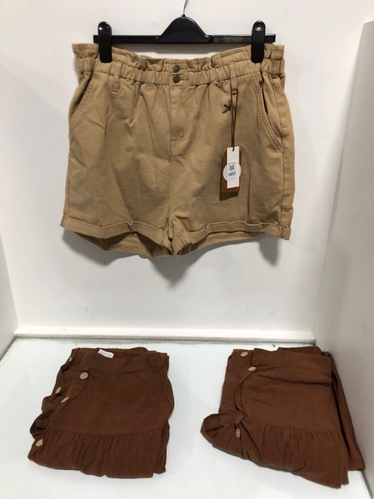 Lot 1497  
            Marchington SR13 - Parcel Delivery Only 

                
2 X APRICOT WOMENS COCONUT BUTTON LINEN TIERED SKIRTS IN BROWN - SIZE UK 8 TO INC...