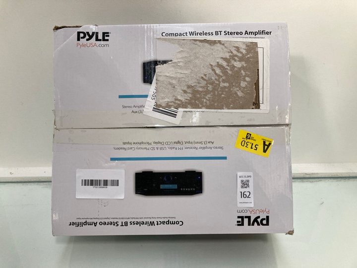Lot 162  
            Marchington SR13 - Parcel Delivery Only 

                
PYLE COMPACT BT WIRELESS STEREO AMPLIFIER: LOCATION - C15