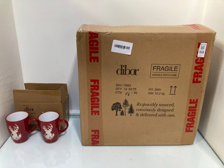 Lot 168  
            Marchington SR13 - Parcel Delivery Only 

                
12 X SETS OF 2 DIBOR MUGS IN RED: LOCATION - C15