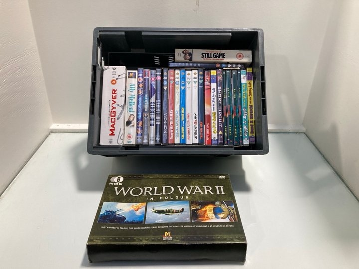 Lot 204  
            Marchington SR13 - Parcel Delivery Only 

                
QTY OF ASSORTED DVDS TO INCLUDE WORLD WAR 11 IN COLOUR 6 DVD BOX SET (18+ ID REQU...