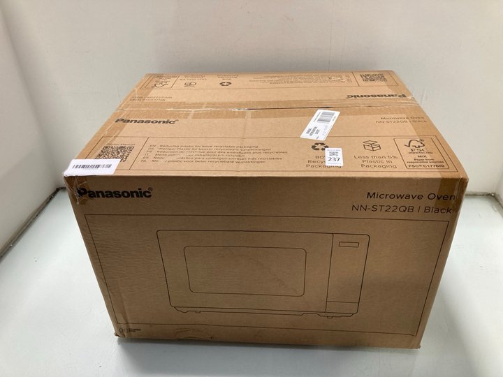 Lot 237  
            Marchington SR13 - Parcel Delivery Only 

                
PANASONIC NN-ST22QB BLACK MICROWAVE OVEN: LOCATION - C12
