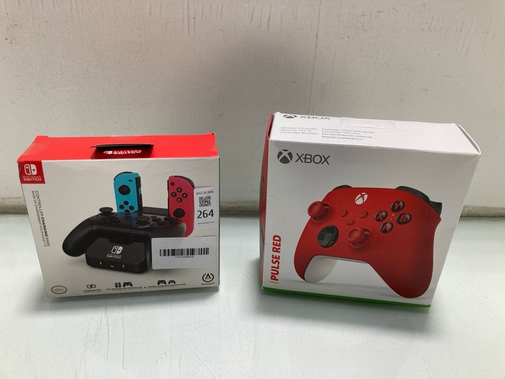 Lot 264  
            Marchington SR13 - Parcel Delivery Only 

                
XBOX RED WIRELESS CONTROLLER TO INCLUDE NINTENDO SWITCH CONTROLLER CHARGING BASE:...