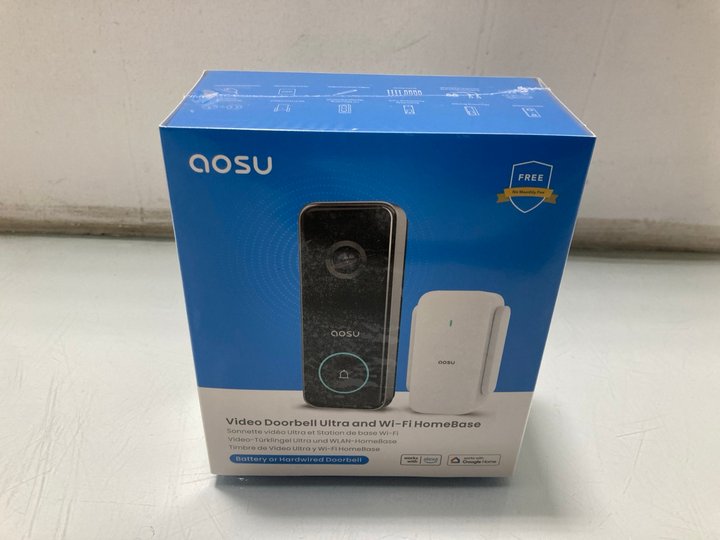 Lot 278  
            Marchington SR13 - Parcel Delivery Only 

                
AOSU VIDEO DOORBELL ULTRA AND WI-FI HOMEBASE - ORIGINAL RRP: £130.00: LOCATION - C10