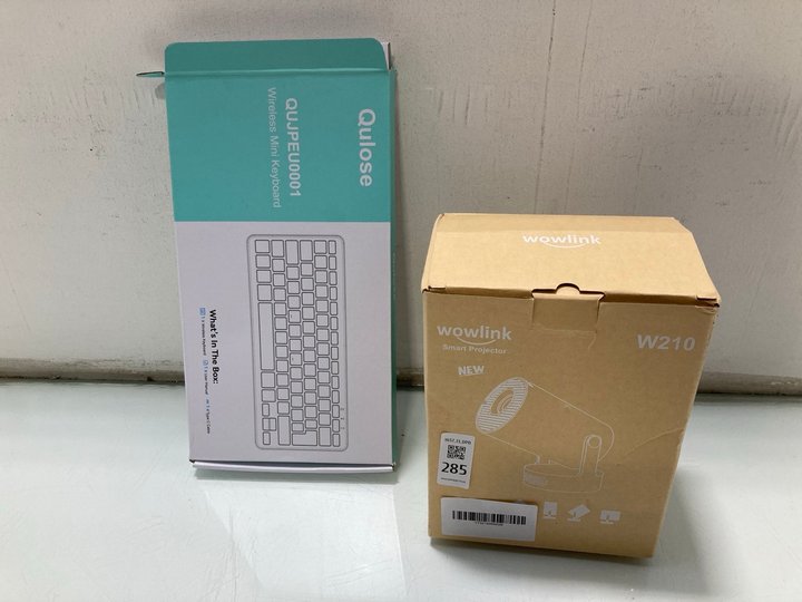 Lot 285  
            Marchington SR13 - Parcel Delivery Only 

                
QULOSE WIRELESS MINI KEYBOARD TO INCLUDE WOWLINK W210 SMART PROJECTOR: LOCATION -...
