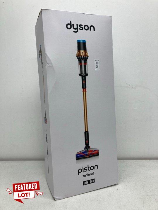 Lot 28  
            Marchington SR13 - Parcel Delivery Only 

                
DYSON PISTON ANIMAL DS60 UPRIGHT CORDLESS VACUUM CLEANER-MODEL NO SV53ACPRBLKUK (...