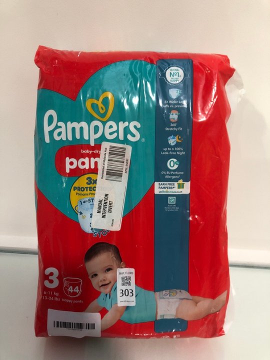 Lot 303  
            Marchington SR13 - Parcel Delivery Only 

                
PACK OF PAMPERS BABY DRY PANTS - SIZE: 3: LOCATION - C9