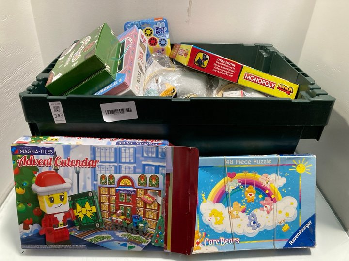 Lot 343  
            Marchington SR13 - Parcel Delivery Only 

                
QTY OF ASSORTED CHILDRENS TOYS TO INCLUDE MONOPOLY JUNIOR BOARD GAME: LOCATION - C7