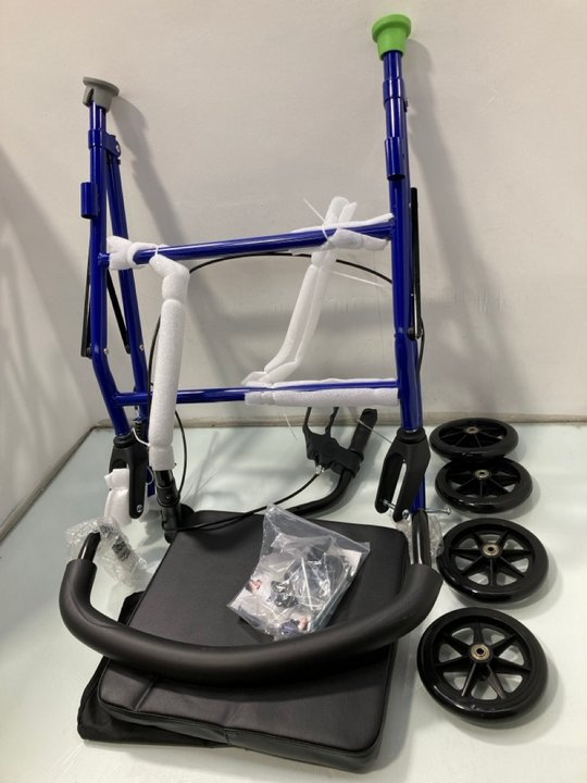 Lot 361  
            Marchington SR13 - Parcel Delivery Only 

                
FOLDING ALUMINIUM ROLLATOR IN BLUE/BLACK: LOCATION - C6