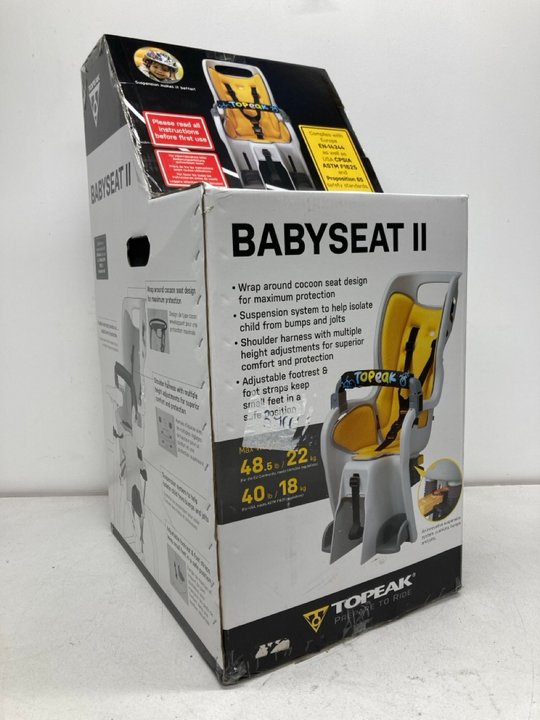 Lot 50  
            Marchington SR13 - Parcel Delivery Only 

                
TOPEAK BABY SEAT 11 (SEALED) ORIGINAL RRP £175.00: LOCATION - BOOTH