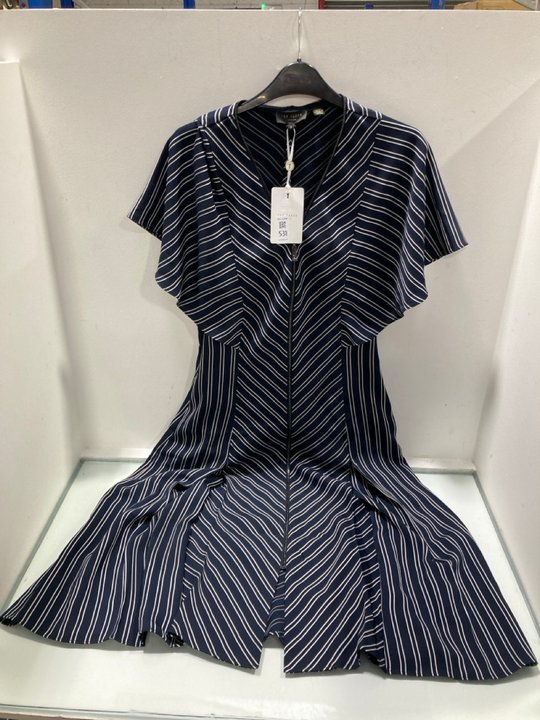 Lot 531  
            Marchington SR13 - Parcel Delivery Only 

                
TED BAKER WOMENS ZIP FRONT STRIPED MINI DRESS IN WHITE / NAVY - SIZE: 2 - ORIGINA...