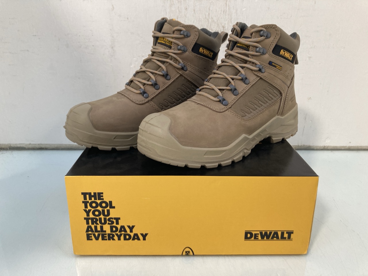 Lot 556  
            Marchington SR13 - Parcel Delivery Only 

                
DEWALT REYNOLDS SAFETY BOOTS IN STONE - SIZE UK 8: LOCATION - B4