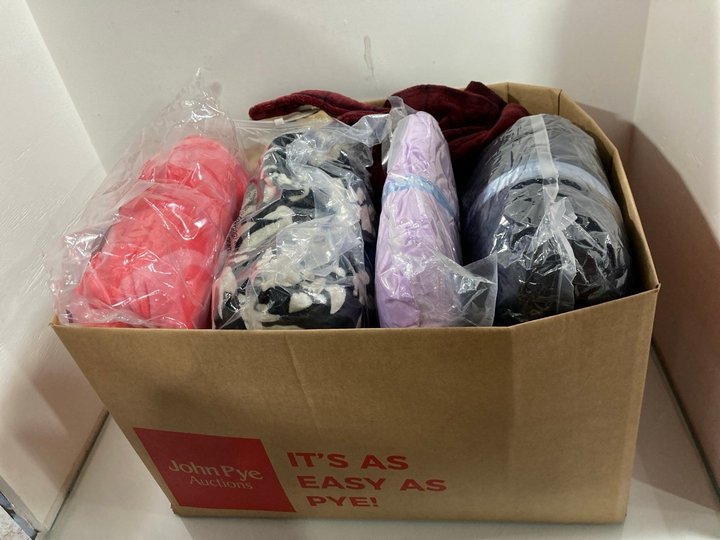 Lot 584  
            Marchington SR13 - Parcel Delivery Only 

                
QTY OF ASSORTED LOUNGE WEAR IN VARIOUS SIZES TO INCLUDE GEORGE CHECK DRESSING GOW...