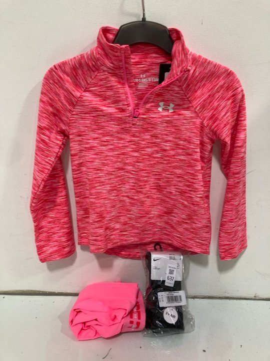 Lot 637  
            Marchington SR13 - Parcel Delivery Only 

                
UNDER ARMOUR GIRLS SMART TWIST RUNNING SET IN PINK-AGE 4-5 YRS TO INCLUDE PAIR OF...