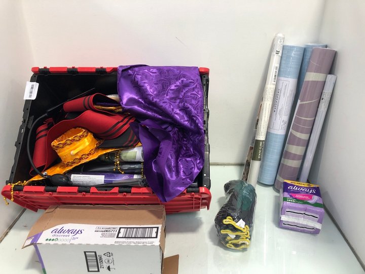 Lot 65  
            Marchington SR13 - Parcel Delivery Only 

                
QTY OF HOUSEHOLD ITEMS TO INCLUDE SINGLE ROLL OF WALLPAPER IN LILAC: LOCATION - D14