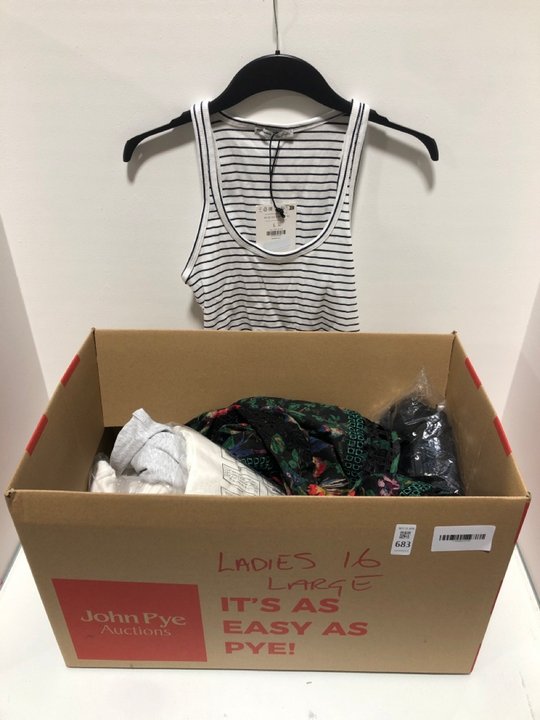 Lot 683  
            Marchington SR13 - Parcel Delivery Only 

                
QTY OF ASSORTED LADIES CLOTHING IN UK SIZE 16 TO INCLUDE HOLLISTER TANK TOP VEST ...