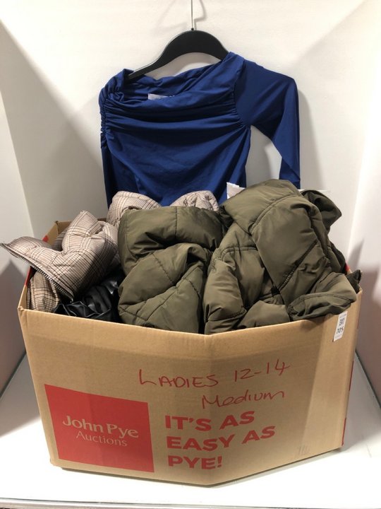 Lot 705  
            Marchington SR13 - Parcel Delivery Only 

                
QTY OF ASSORTED LADIES CLOTHING IN UK SIZE 12-14 TO INCLUDE M & S FAUX LEATHER LE...