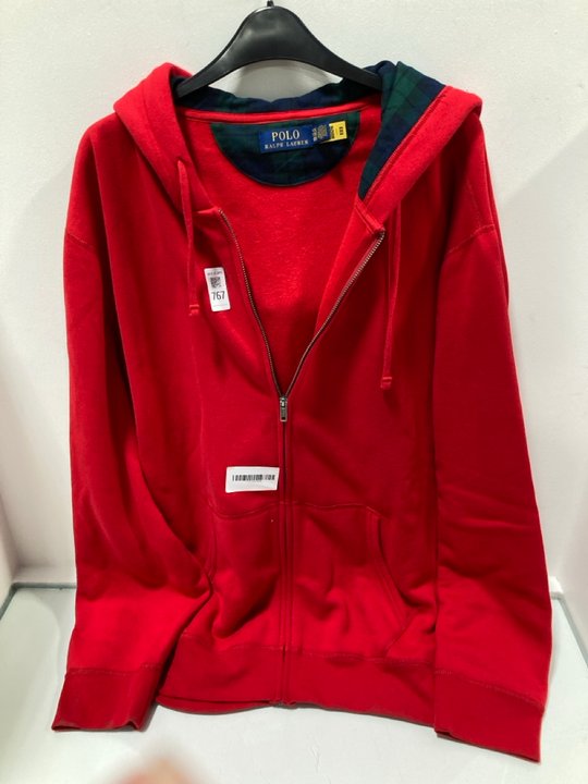 Lot 767  
            Marchington SR13 - Parcel Delivery Only 

                
POLO RALPH LAUREN MENS FULL ZIP JACKET IN RED - SIZE UK XXL: LOCATION - B15