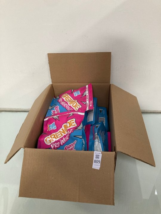 Lot 809  
            Marchington SR13 - Parcel Delivery Only 

                
QTY OF GRENADE PRE WORKOUT FOOD SUPPLEMENTS IN BERRY ALIVE-BBE 07/26: LOCATION - D1