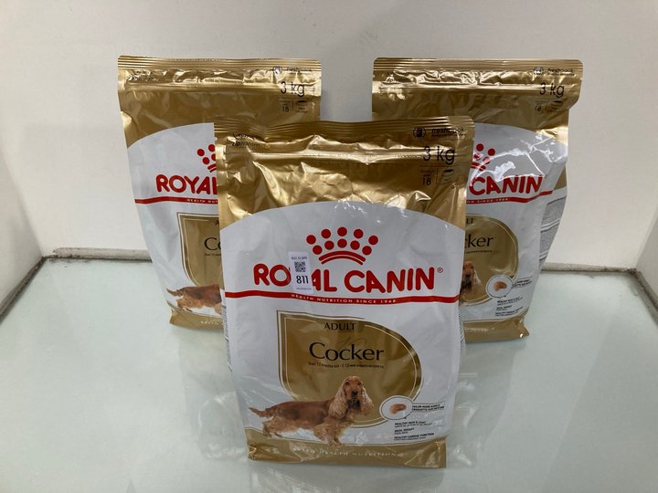 Lot 811  
            Marchington SR13 - Parcel Delivery Only 

                
3 X 3KG BAGS OF ROYAL CANIN ADULT COCKER SPANIEL FOOD-BBE 04/27: LOCATION - D1