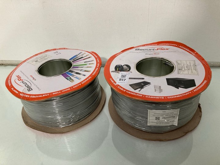 Lot 817  
            Marchington SR13 - Parcel Delivery Only 

                
REEL OF SECURI FLEX DRUM FLEX CABLE TO INCLUDE REEL OF SECURI FLEX FLAME FLEX CAB...