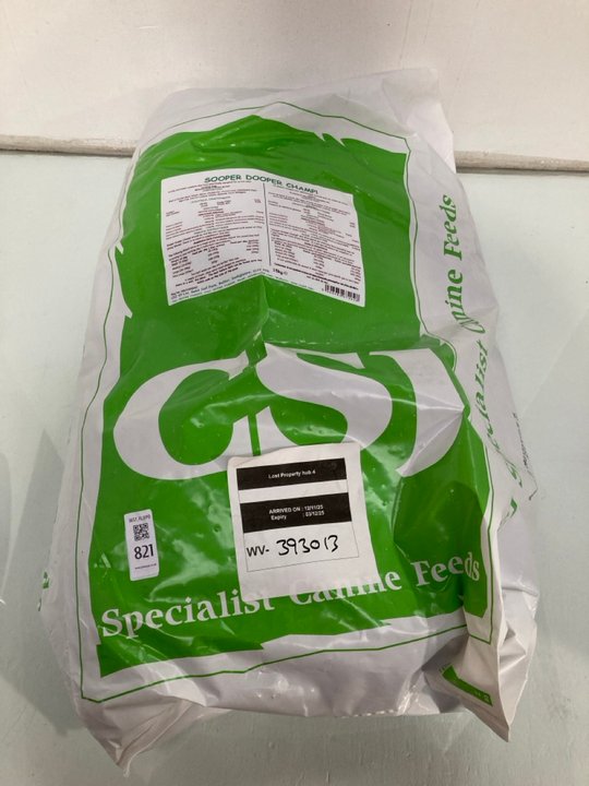 Lot 821  
            Marchington SR13 - Parcel Delivery Only 

                
15KG BAG OF CSJ THAT'LL DO DOG FOOD-BBE 07/26: LOCATION - D1