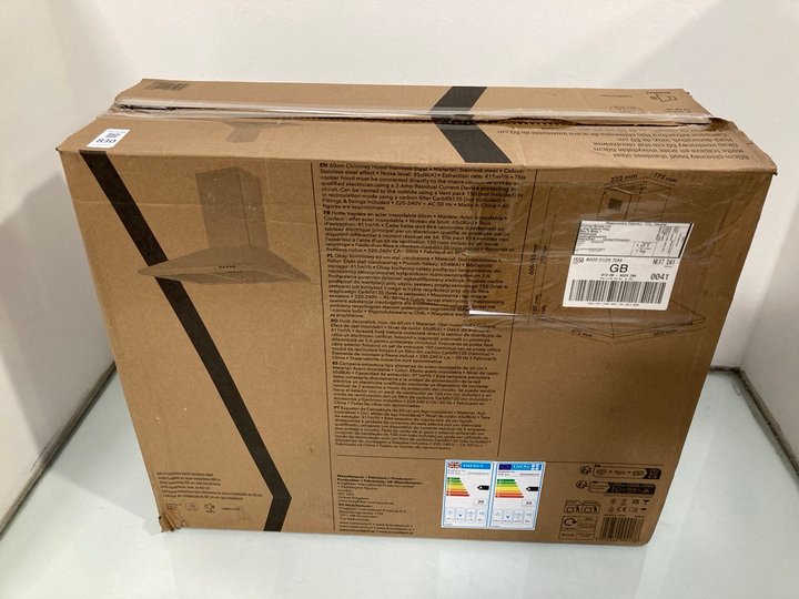 Lot 830  
            Marchington SR13 - Parcel Delivery Only 

                
60CM STAINLESS STEEL COOKER CHIMNEY HOOD: LOCATION - D2