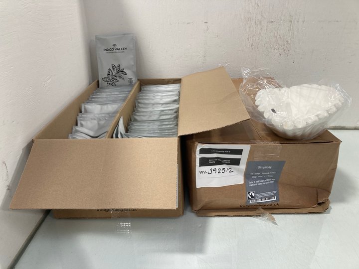 Lot 911  
            Marchington SR13 - Parcel Delivery Only 

                
QTY OF INDIGO VALLEY 50G BAGS OF GROUND COFFEE TO INCLUDE QTY OF INDIGO VALLEY AR...