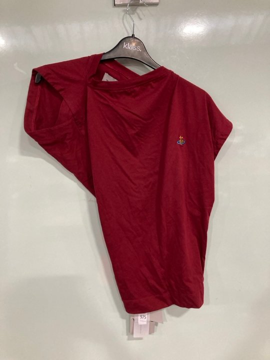 Lot 975  
            Marchington SR13 - Parcel Delivery Only 

                
VIVIENNE WESTWOOD HEBO DRAPED JERSEY TOP IN RED - SIZE UK 10 - ORIGINAL RRP £149:...