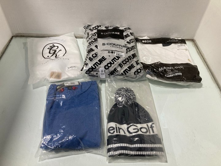 Lot 994  
            Marchington SR13 - Parcel Delivery Only 

                
5 X ASSORTED MENS CLOTHING IN VARIOUS SIZES TO INCLUDE BCOUTURE PETERGATE TRACKSU...