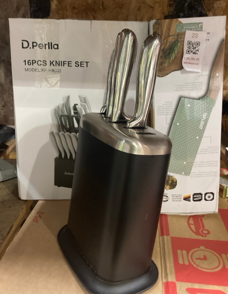 Lot 23  
            Edinburgh SR22 - Collection Only 

                
QUANTITY OF GENERAL GOODS ITEMS TO INCLUDE D.PERLLA KNIFE BLOCK  (18+ REQUIRED) -...