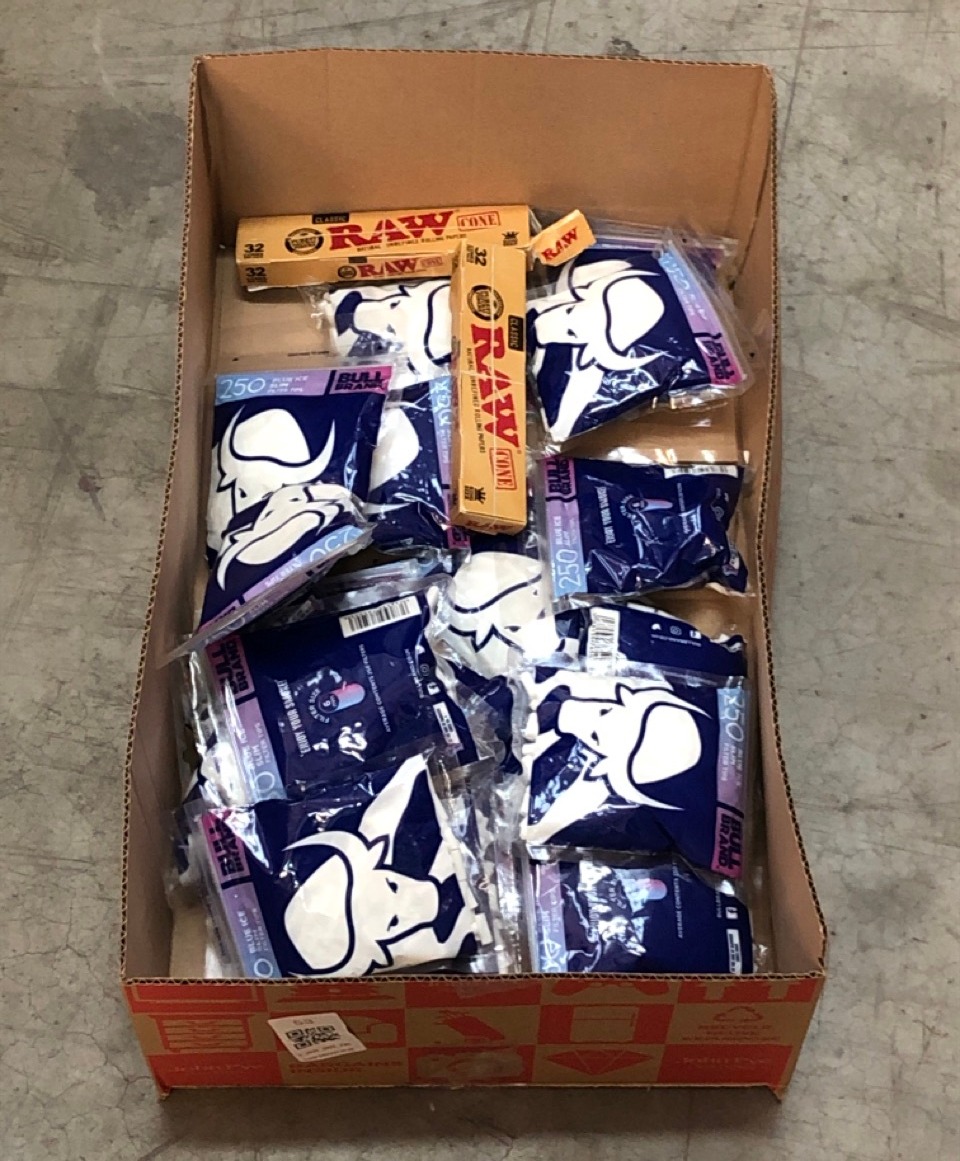 Lot 53  
            Edinburgh SR22 - Collection Only 

                
QUANTITY OF ITEMS TO INCLUDE BULL BRAND BLUE ICE (BERRY & MENTHOL) SLIM FILTER 10...