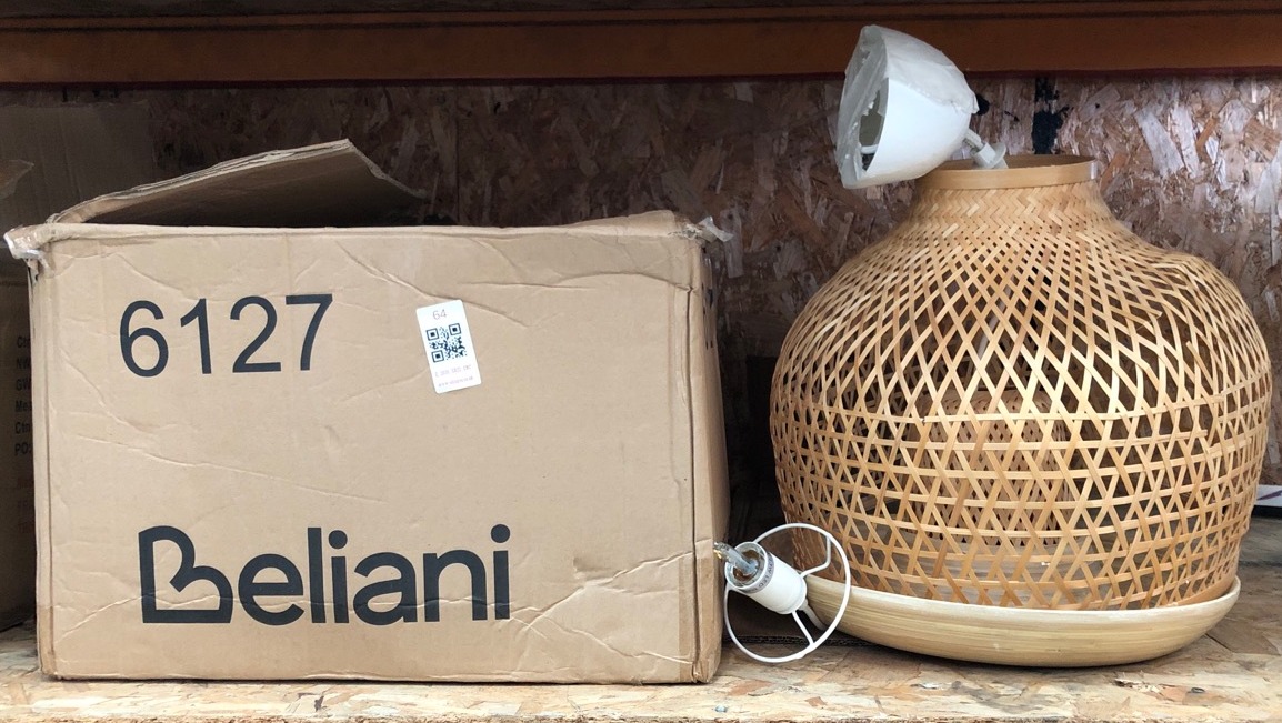 Lot 64  
            Edinburgh SR22 - Collection Only 

                
BELIANI LIMNATIS PENDANT LIGHT + BAMBOO PENDANT CEILING LIGHT LAMP SHADE  - COLLE...