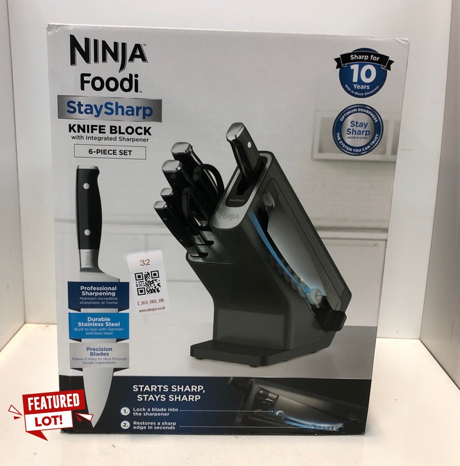 Lot 80  
            Edinburgh SR22 - Collection Only 

                
NINJA FOODI STAYSHARP KNIFE BLOCK WITH INTEGRATED SHARPENER AND KNIVES ORIGINAL R...