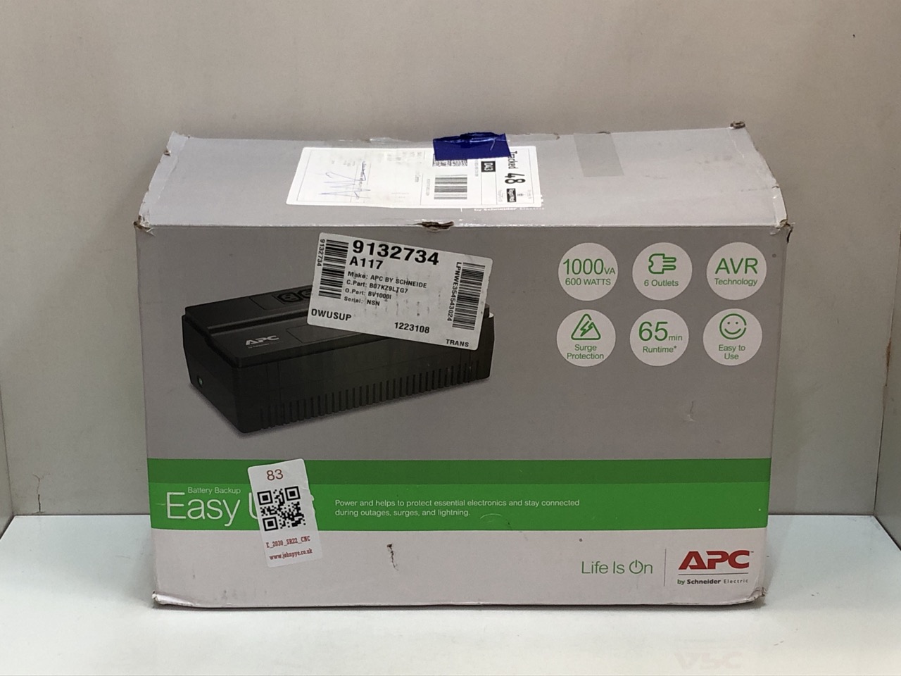Lot 83  
            Edinburgh SR22 - Collection Only 

                
APC BY SCHNEIDER ELECTRIC EASY-UPS BV - BV1000I - UNINTERRUPTIBLE POWER SUPPLY 10...