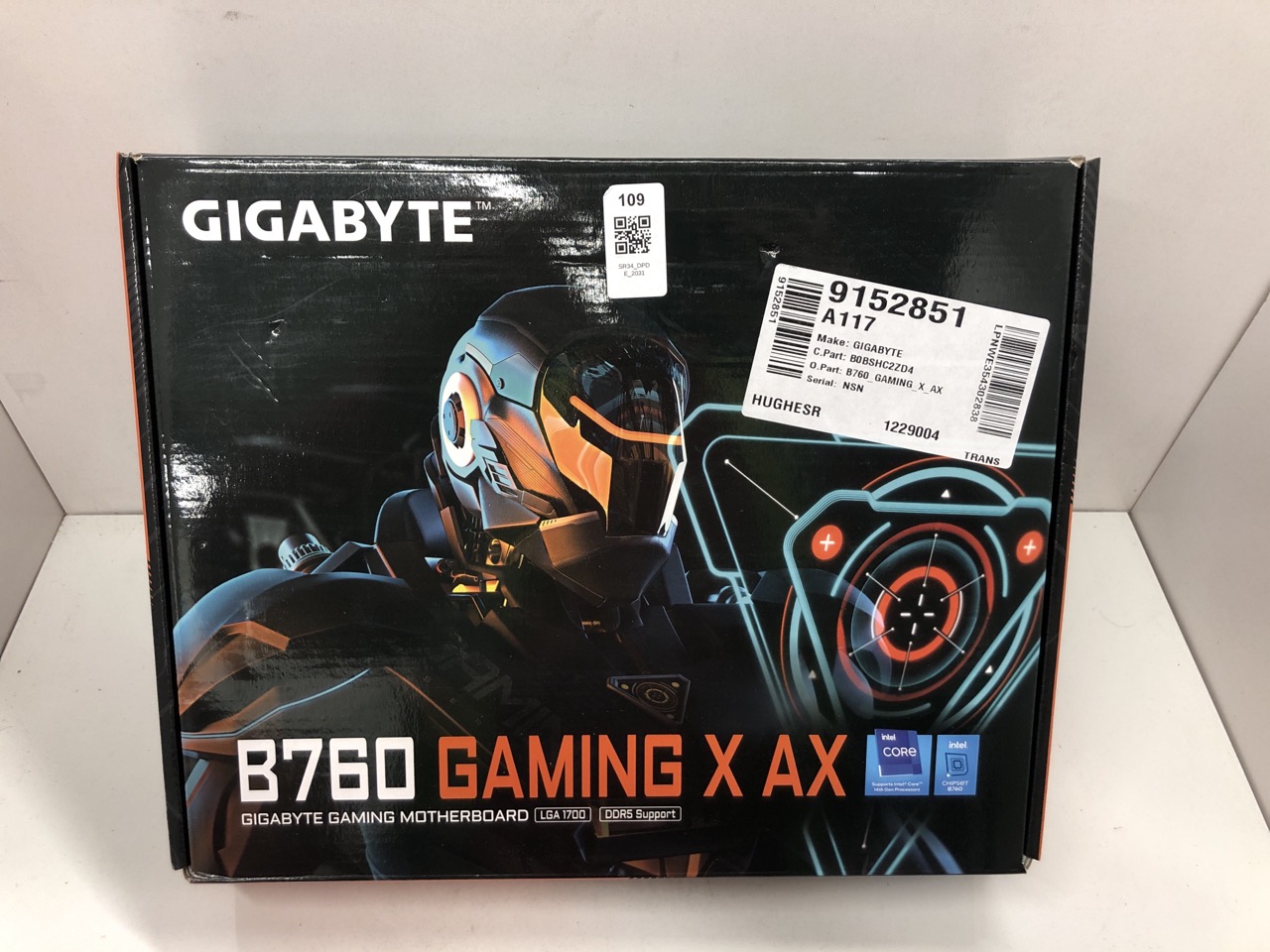 Lot 109  
            Edinburgh SR34 - Delivery Only 

                
GIGABYTE B760 GAMING X AX MOTHERBOARD - SUPPORTS INTEL CORE 14TH GEN CPUS, 8+1+1 ...