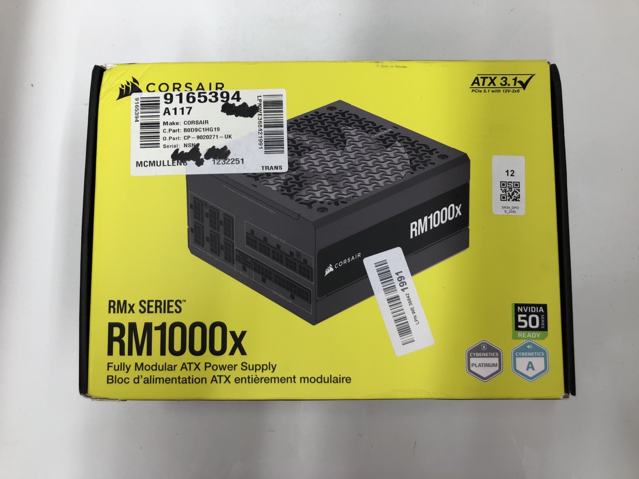 Lot 12  
            Edinburgh SR34 - Delivery Only 

                
CORSAIR RM1000X FULLY MODULAR LOW-NOISE ATX POWER SUPPLY – ATX 3.1 COMPLIANT – PC...