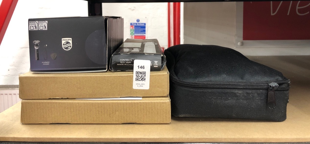 Lot 146  
            Edinburgh SR34 - Delivery Only 

                
QUANTITY OF HEALTH & BEAUTY ITEMS TO INCLUDE PHILIPS SHAVER 5000X SERIES, WET AND...
