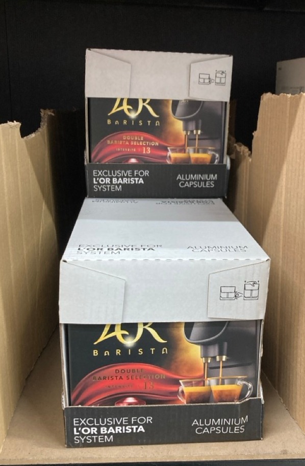 Lot 230  
            Edinburgh SR34 - Delivery Only 

                
3 X PACKS OF L'OR DOUBLE BARISTA SELECTION XXL ALUMINIUM COFFEE CAPSULES (5 X 10 ...