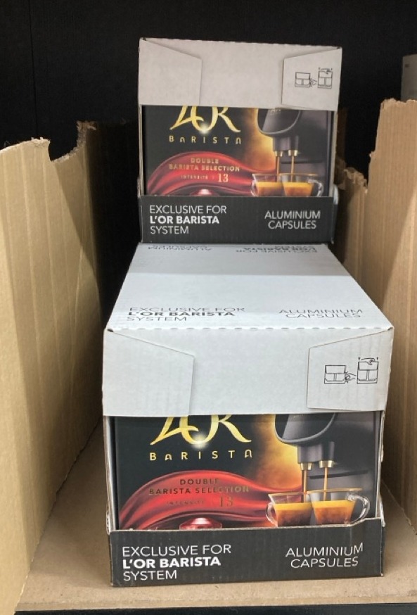 Lot 233  
            Edinburgh SR34 - Delivery Only 

                
3 X PACKS OF L'OR DOUBLE BARISTA SELECTION XXL ALUMINIUM COFFEE CAPSULES (5 X 10 ...