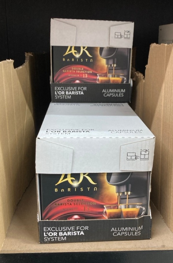 Lot 238  
            Edinburgh SR34 - Delivery Only 

                
3 X PACKS OF L'OR DOUBLE BARISTA SELECTION XXL ALUMINIUM COFFEE CAPSULES (5 X 10 ...