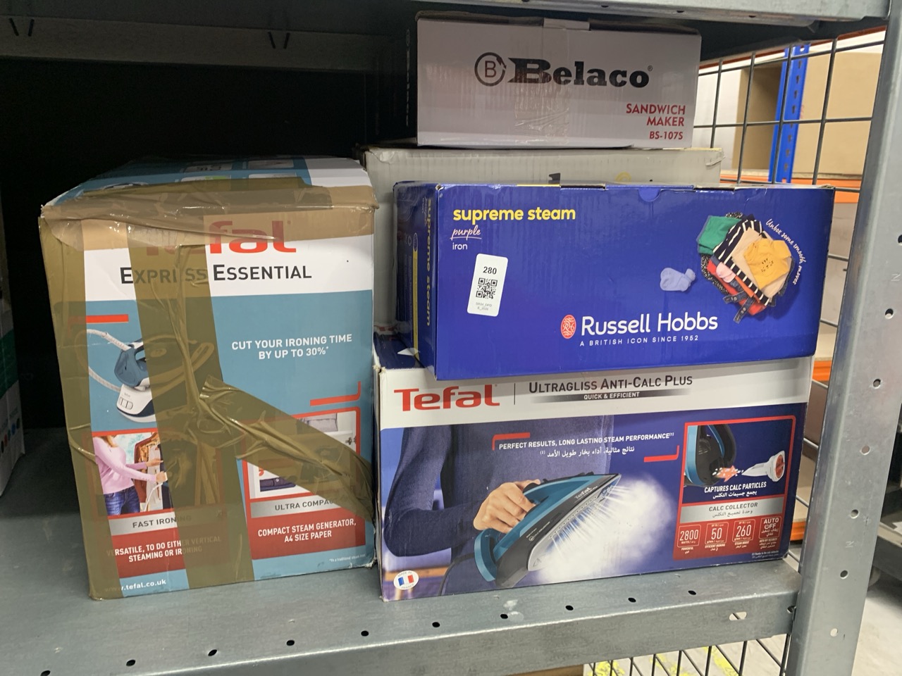 Lot 280  
            Edinburgh SR34 - Delivery Only 

                
QUANTITY OF  ITEMS TO INCLUDE RUSSELL HOBBS SUPREME STEAM IRON, POWERFUL VERTICAL...