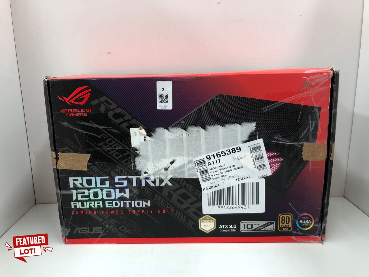 Lot 2  
            Edinburgh SR34 - Delivery Only 

                
ASUS ROG STRIX 1200W GOLD AURA EDITION PSU (FULLY MODULAR POWER SUPPLY, 80+ GOLD ...