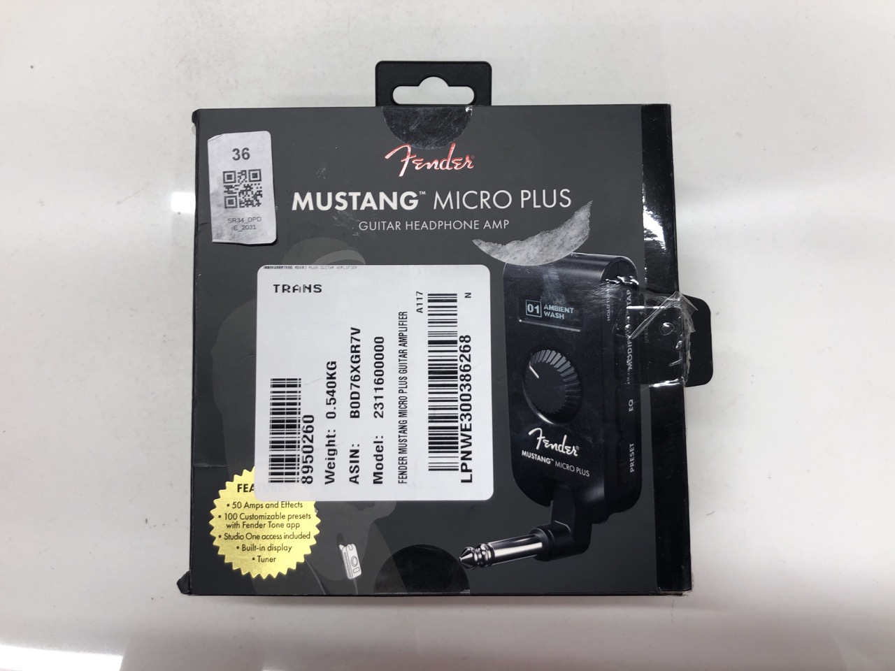 Lot 36  
            Edinburgh SR34 - Delivery Only 

                
FENDER MUSTANG MICRO PLUS GUITAR AMP, ULTIMATE PERSONAL HEADPHONE AMPLIFIER WITH ...