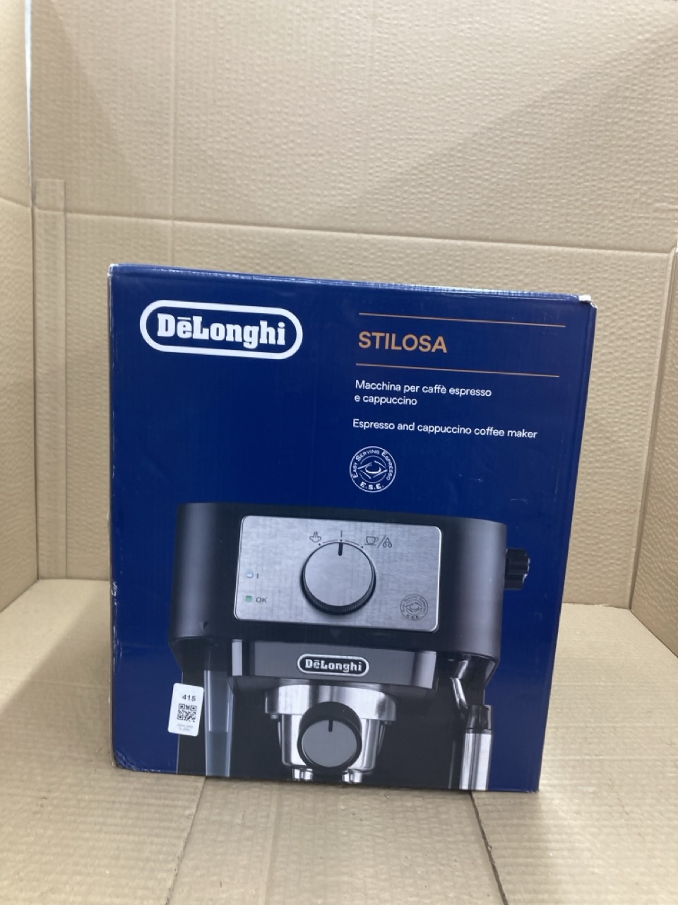 Lot 415  
            Edinburgh SR34 - Delivery Only 

                
DE'LONGHI STILOSA EC260.BK, TRADITIONAL BARISTA PUMP ESPRESSO COFFEE MACHINE, BLA...