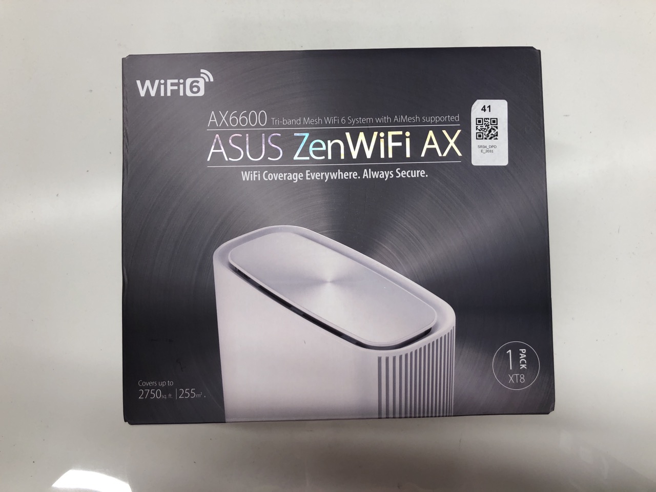 Lot 41  
            Edinburgh SR34 - Delivery Only 

                
ASUS ZEN WIFI AX WHOLE-HOME TRI-BAND MESH WIFI 6 SYSTEM(XT8), COVERAGE UP TO 230 ...
