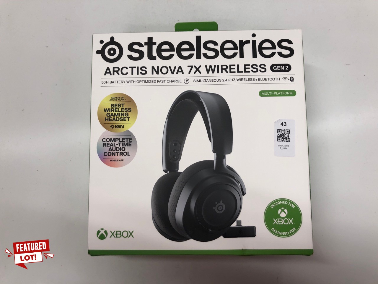 Lot 43  
            Edinburgh SR34 - Delivery Only 

                
STEELSERIES ARCTIS NOVA 7X WIRELESS GEN 2 - XBOX HEADSET - GAMING HEADSET - MOBIL...
