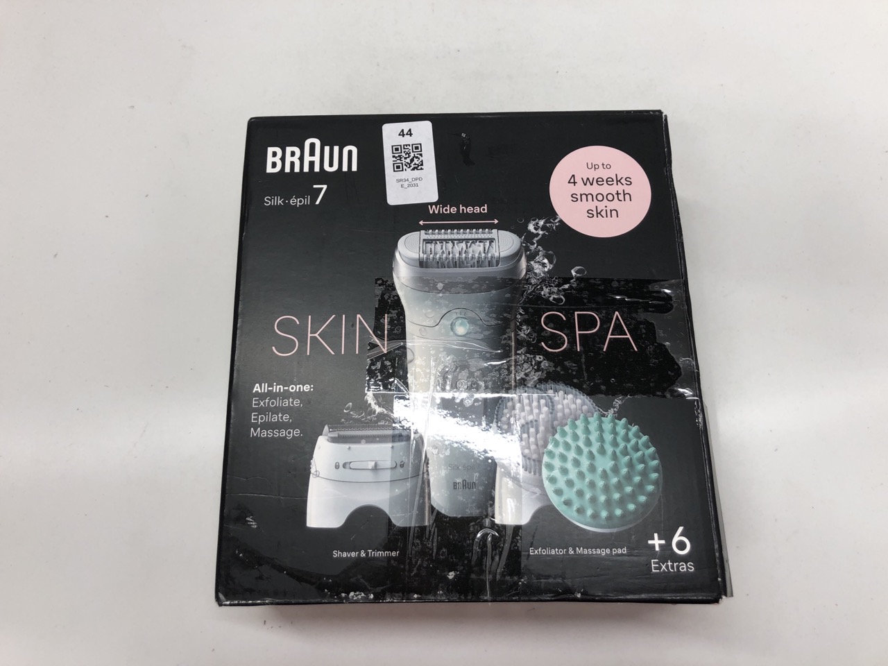 Lot 44  
            Edinburgh SR34 - Delivery Only 

                
BRAUN SILK-ÉPIL 7 SKINSPA, EPILATOR WITH WIDE HEAD FOR EASY HAIR REMOVAL, WET & D...